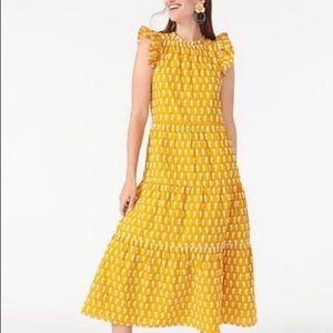 J.CREW Mustard Yellow Floral Tiered Dress….Perfect summer dress….Worn once